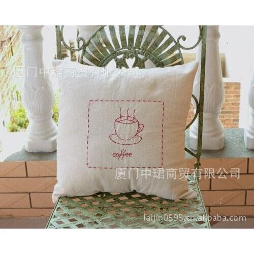Zakka groceries home household Korea DIY hand-embroidered linen pillow coffee