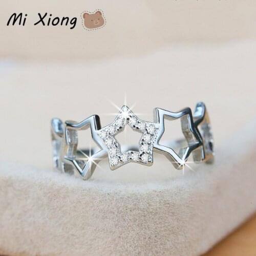 Mi Xiong Original Design 925 Sterling Silver Rings Womens Star Hollow Diamond Unique Elegant Romantic Charm Lady Brand Jewelry