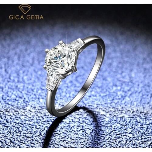 GICA GEMA Real 1ct D Color Moissanite Engagement Rings For Women Top Quality 100% 925 Sterling Silver Anniversary Fine Jewelry