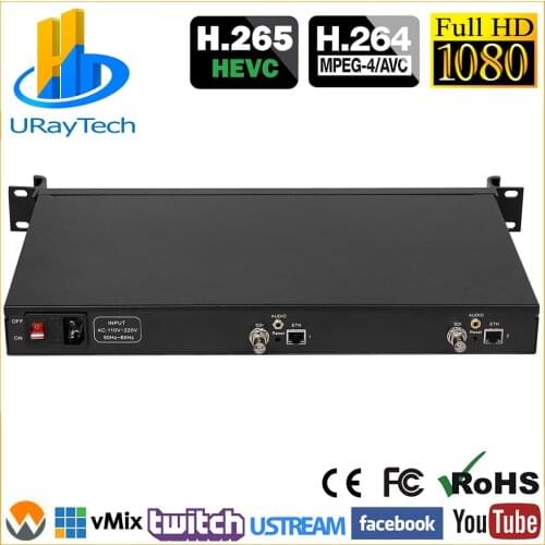 1U Rack HEVC H.265 HD 3G SDI To IP HD Video Encoder IPTV 2 Channels Live Streaming RTMP RTMPS Encoder SDI To H.264 H.265