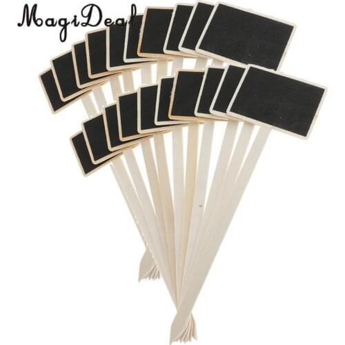 20pcs Mini Wooden Blackboard Message Chalkboard with Stick Plant Markers Price Tags