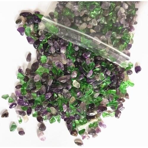 200G natural green crystal gravel stone and amethyst crystal quartz tumbled stone mixture HEALING