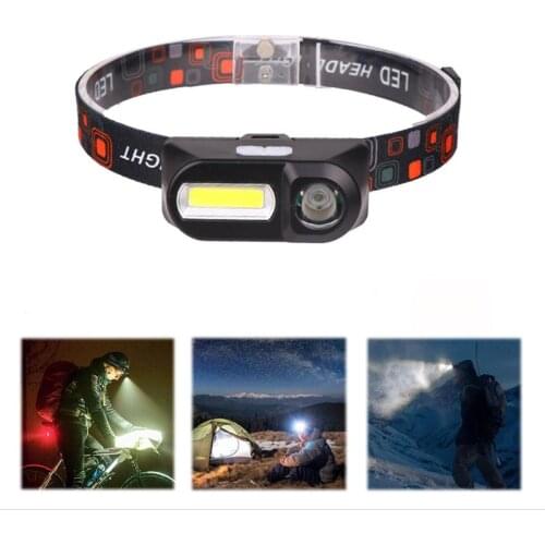 2020 New Portable Mini XPE+COB LED Headlamp USB Rechargeable Headlight 3-Mode Hard Light Head Torch For Camping Fishing Hunting
