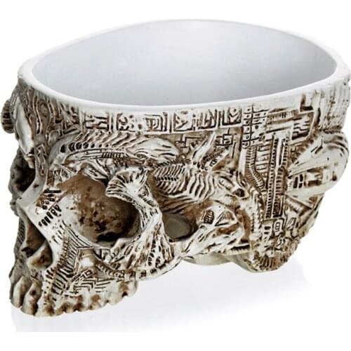 3 Styles Hand Carved Human Skull Design Flower Pot Vase Bowl Succulent Plant Planter Container Garden Home Halloween Decor