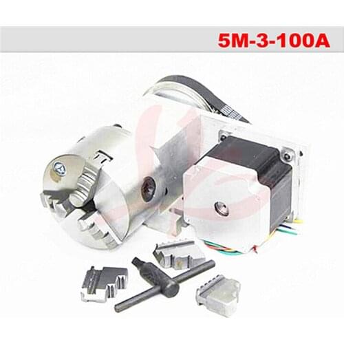 CNC 4th axis,3 jaw Chuck 100mm CNC 4th axis ( A aixs, Rotary axis ) with chuck for cnc router cnc miiling planner