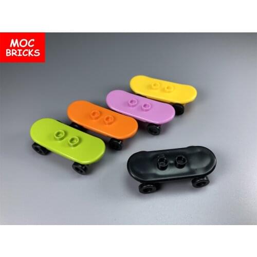 5pcs/lot MOC Bricks Skateboard with Trolley Wheel Holders & Wheel Trolley Building Blocks Bricks fit with 42511&2496 Toys gifts