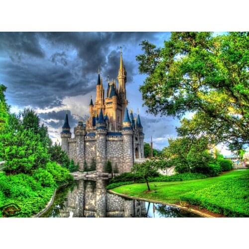 5D DIY Diamond Painting Landscape Castle Resin Crafts Painting Full Drill Round Diamond Embroidery Diamond Mosaic Cross Stitch