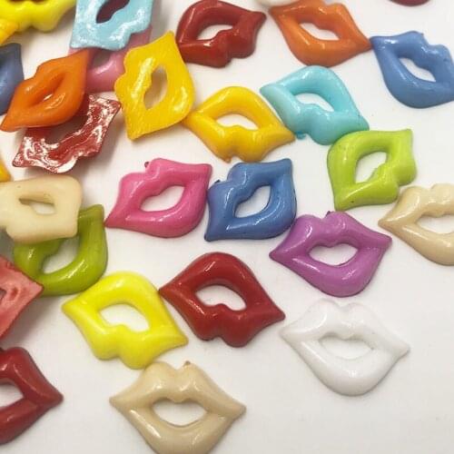 100pcs Mini Mix Lips Flatback Resin Buttons Scrapbooking DIY Appliques PT90