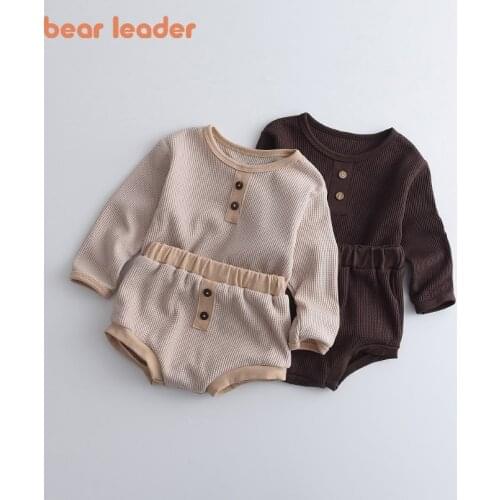 Bear Leader Toddler Baby Spring Clothing Sets Fashion Newborn Girls Boys Solid Clothes Long Sleeve Casual Outfit Infants Suits