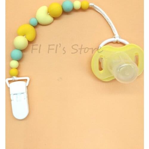 Baby Silicone Chewable Beads Pacifier Holder With Pacifier Clips Leashes Cases Chain Necklace Carrier Teether Holder Nippler BPA