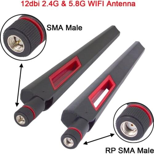 12 dbi Dual band WIFI Antenna 2.4G 5g 5.8G RP SMA Male/SMA Male Universal Antennas Amplifier WLAN Router Antenne Booster