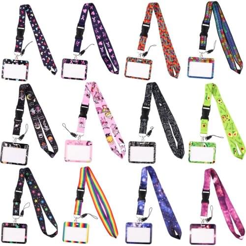 ER1284 Avocado Dog Stars Buckle Lanyard Card ID Holder Car KeyChain ID Card Pass Gym Mobile Phone Badge Key Ring Holder Jewelry