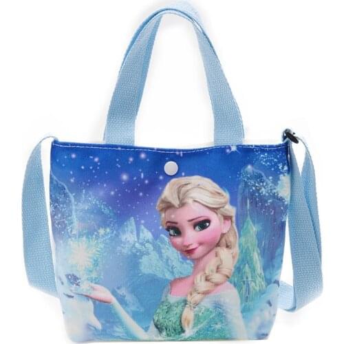 Disney Cartoon handbag Frozen Elsa Girl Canvas Tote Bag 2021 Kids Leisure Childrens Bag Shoulder Messenger Bag