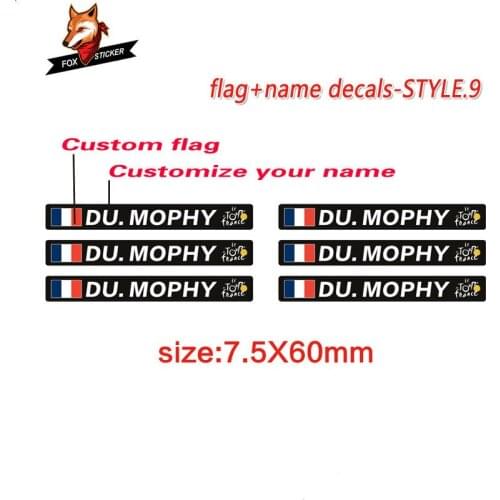 Personal Name Decals Custom Bicycle Rider ID Stickers Riader Name Sticker Tourde France Flag and Name Road Bike Frame Logo