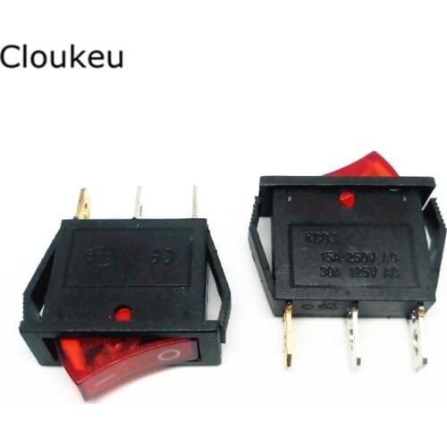 5Pcs 10*28MM Rocker Switch Red With lamp 220V KCD3-102N 3Pin 2File Seesaw Power switch 15A250V