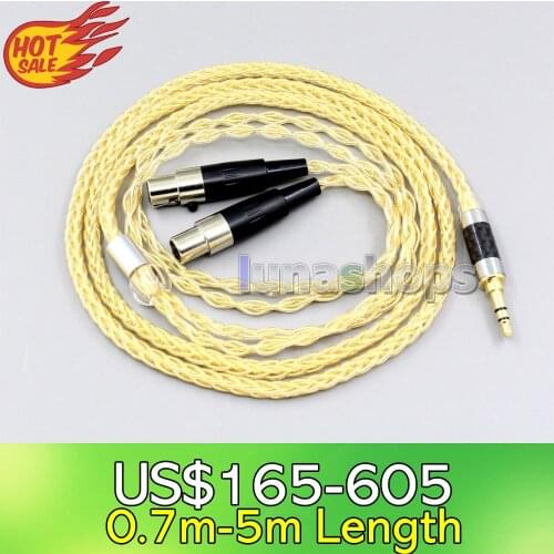 LN006482 3.5mm 2.5mm 4.4mm 8 Cores 99.99% Pure Silver + Gold Plated Earphone Cable For Audeze LCD-3 LCD-2 LCD-X LCD-XC 4z MX4 GX