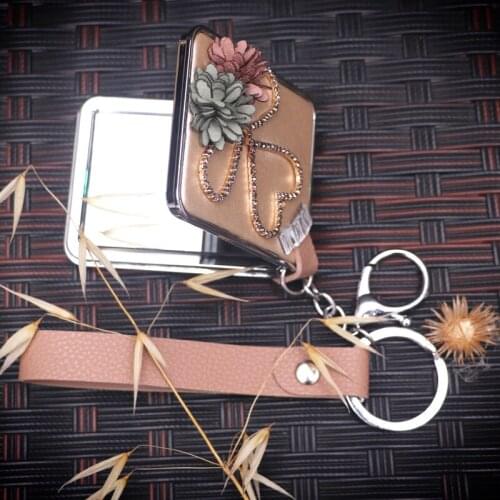 Small Mirror Key Chain Bag Accessories Creative Pendant Mini Portable Cartoon Personality Folding Portable Compact