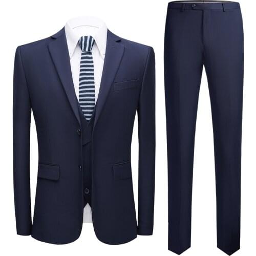 Mens Suit Slim 3-Piece Suit Blazer Business Wedding Party Jacket Vest & Pants vestidos fiesta boda ropa formal/ suit for men