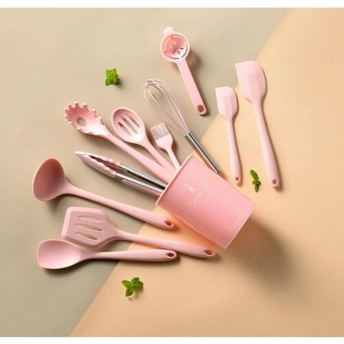 Colorful Silicone Kitchen Cooking Utensil Set Heat Resistant Cooking Tools Non-Stick Nylon Spoon Spatula Baking Kits Accessories