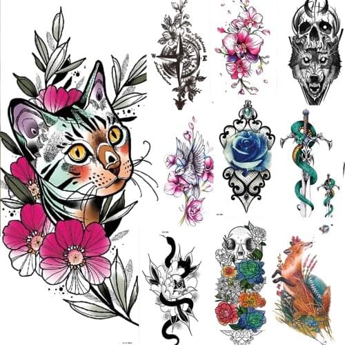 Phoenix Wowen Stickers Decals Tattoos Waterproof Mens Temporary tatto Sticker Wolf Snake Dragon Tiger Tattoos Sticker Fake Tato