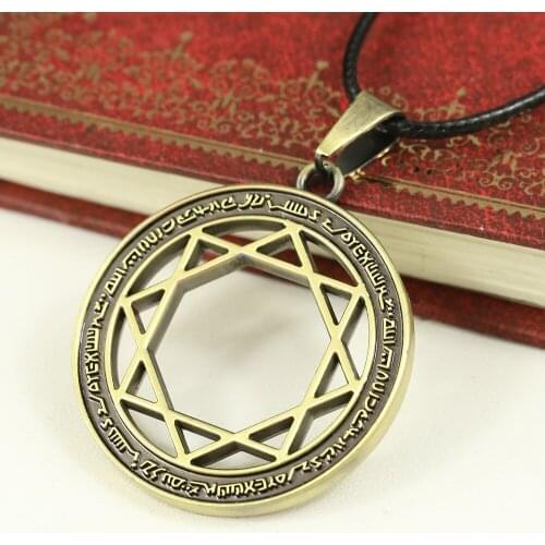 2020 New Supernatural Jewelry Winchester Necklace Alloy Bronze Hollow Round Pendants Rope Chain Mens Accessories