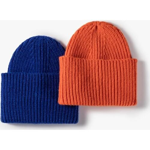 Autumn Winter Outdoor Casual Knitted Hats For Women Warm Plus Winter Beanies Hat Female Fashion Solid Color Skullies Beanies