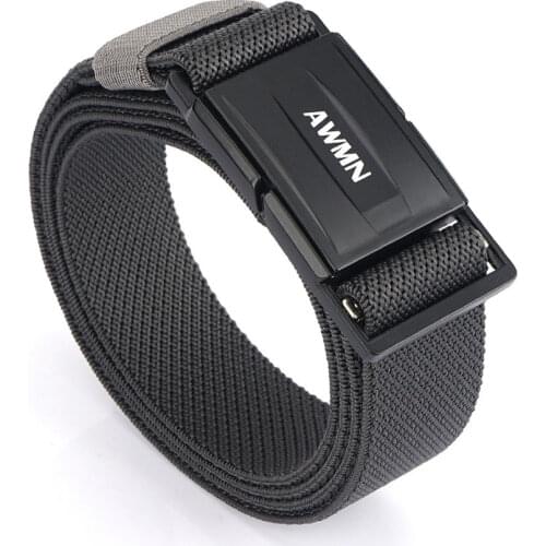 2021 New Elastic Men Belt For Jeans Pants Quick Release Metal Magnetic Buckle Casual Breathable Comfortable Black Long Waistband