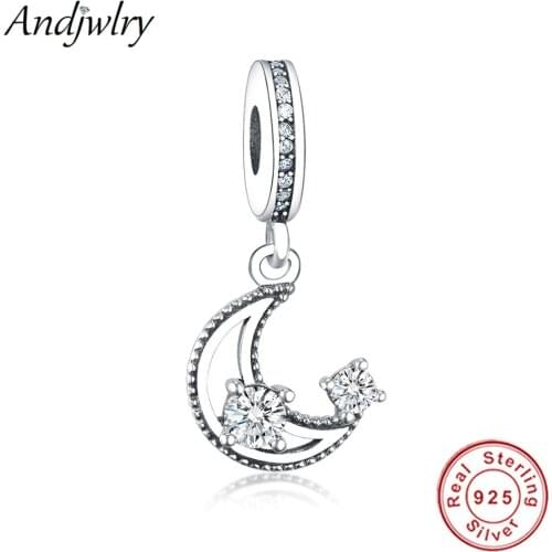 925 Sterling Silver Charm Pendant Fit Original Pandora Charms Bracelets & Bangle Moon Charms 925 Silver DIY Jewelry Berloque