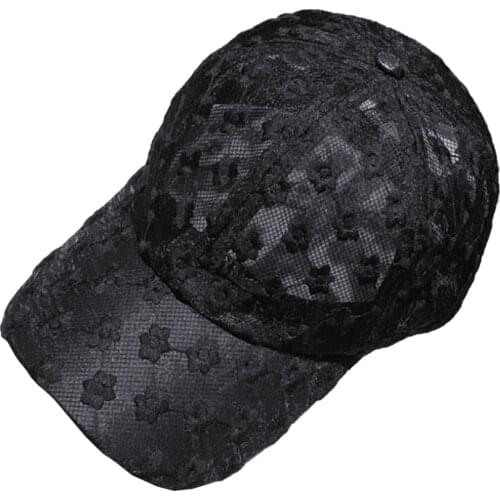 Women Washable Baseball Cap Embroidered Portable Breathable Mesh Snapback Casquette Daily Outdoor Visor Summer Lace Flower