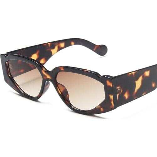 Small Frame Cat Eye Sunglasses Female Personality Pattern Mirror Legs Fluorescent Color Sun Glasses Retro Literary