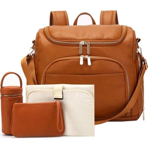 Diaper Bag Backpack Convertible Travel Tote Diaper Bag PU Leather Waterproof Nappy Bag Baby Diaper Backpack