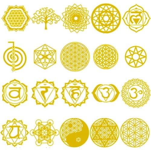 20Pcs Sacred Geometric Copper Orgonite Sticker Flower Life Tree DIY Energy Tower Pyramid Material Epoxy Resin Art Crafts