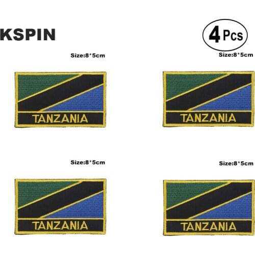 Tanzania Rectangular Shape Flag Iron on Saw on Patches Embroidered Flag Patches National Flag Patches for Clothing