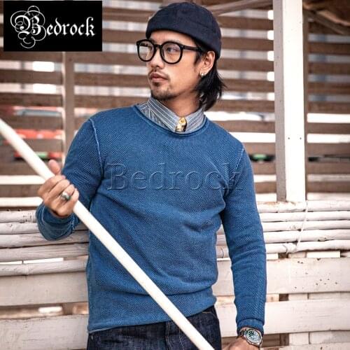 Vintage Sashiko Ami khaki retro blue dye T-shirt long-sleeved loose round neck sweater autumn bottoming shirt kendo thorn shirt