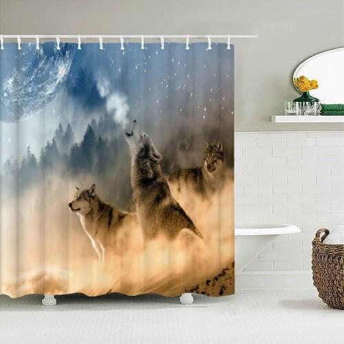 Tiger Animals Shower Curtains Set Printing Waterproof Polyester Baboon Gorilla Shower Curtains Bathroom Home Decor Mat 180x200CM