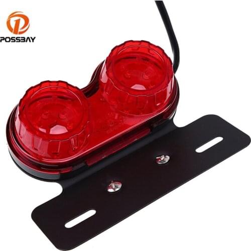 POSSBAY Motorcycle Led Taillight Motocross Turn Signal Indicators License Plate for Harley ATV Dirt Bike Custom Chopper Cruiser