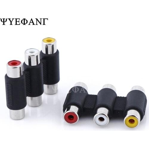 1PCS Multi-Functional Audio Video Connector 3 RCA AV Coupler Mini 3RCA Female To Female Adapter Socket Extension Converter