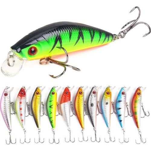 10PCS Minnow Fishing Lure 70mm 8g 3D Eyes Crankbait Wobblers Artificial Plastic Hard Bait peche Fishing Tackle