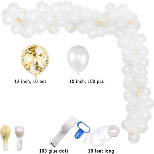 110PCS Garland Arch Confetti Balloon Set 10 inch White Balloon Garland Set Wedding Christmas Party Decoration
