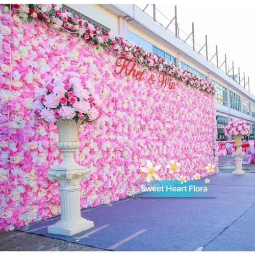 2.4M x 2.4M baby pink Wedding flower backdrop flower wall with metal pipe stand decoration shop Window decor Photography props