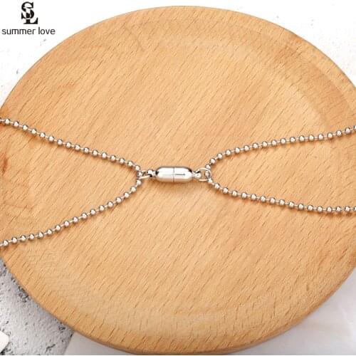 2pcs/set Magnet Attraction Pendant Couple Necklace Jewelry 2021 New Stainless Steel Chain Necklaces for Women Men