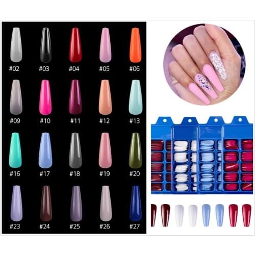 Coffin Tip 100pcs Press on Nail Long Ballerina Soak Off Nail Tip Full Cover False Nail Tip Fake Nail Artificial Nail 10Sizes A-2