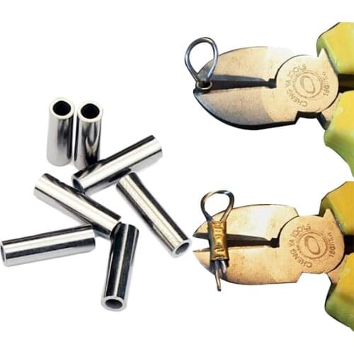 30pcs/lot Round Copper Fishing Line Aluminum Crimp Sleeve Copper Tube 0.8-2.0mm Fishing Tackle Accessories Line Tube