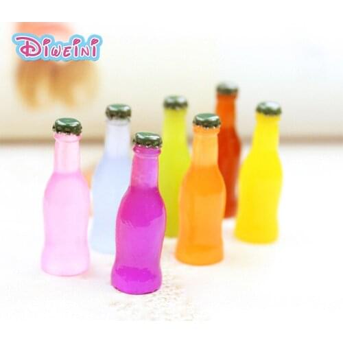 7pcs Colorful Soft Drinks Bottles Food Miniature Figurine Pretend play Kitchen Toy Doll House DIY Accessories gift Baby Gift