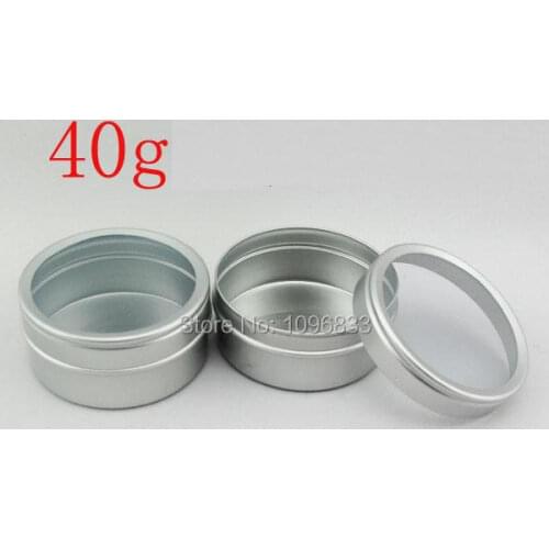 40G Aluminum Box with Window Cap, Metal Packing Box, Empty Aluminum Jar, Packaging Tins, 100pcs/Lot