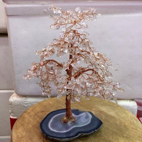 Big size Crystal natural clear quartz gemMoney Tree Feng Shui Wealth Home Decor Miniature Figurines PartyGift