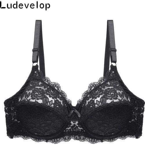 Plus Size C D E Cup Bra Sexy Push Up Brassiere Fashion Soft Lace Bra 3/4 Large Thin Female Lingerie Deep V Sexy Bras For Women