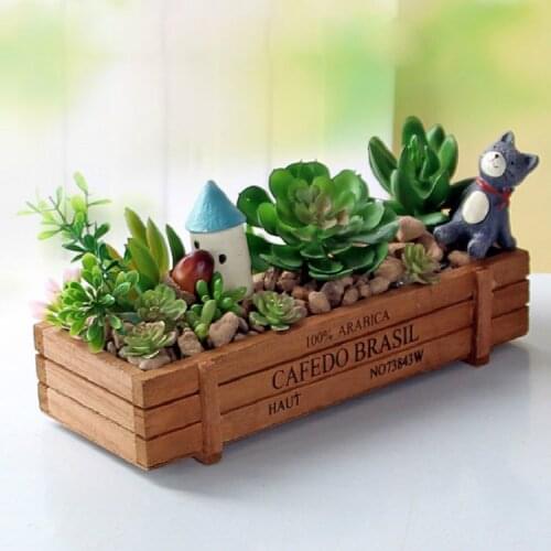 Retro wooden succulents flower pots home balcony gardening small flower pots flower wooden box