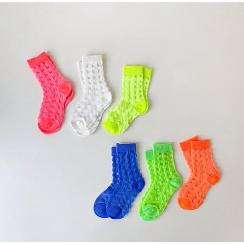 MILANCEL 2021 Summer New Kids Sock Piaid Solid Breathable Mesh Boys And Girls Socks