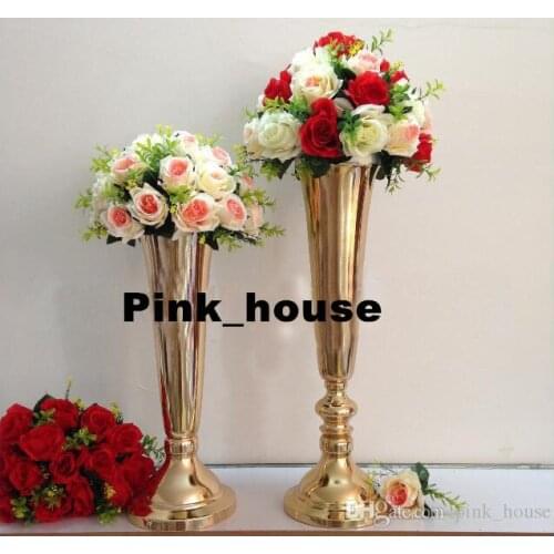 Elegant Slim tall metal flower 50cm( 19.6") Gold Wedding flower vase Wedding decoration/wedding centerpiece/wedding pillar